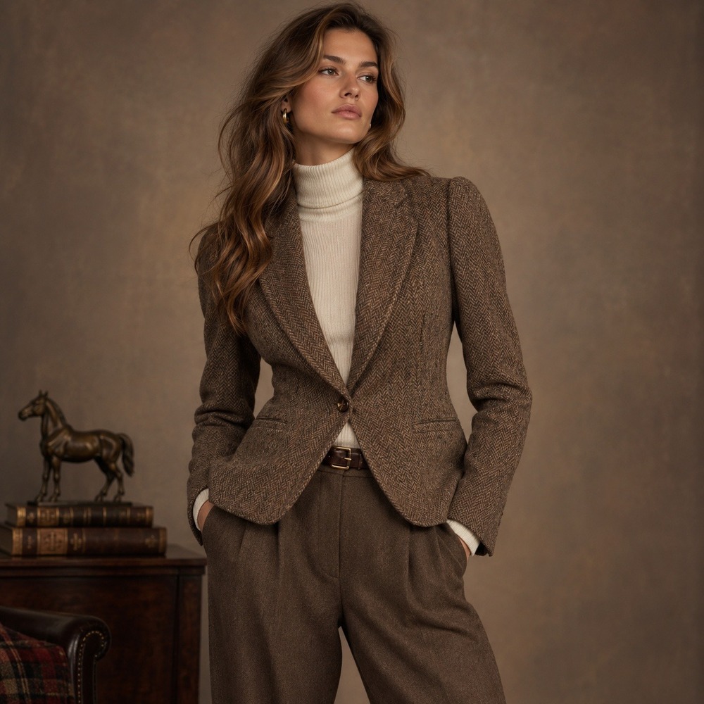 Cross Country Juniors Blazer Women S Brown Vintage 70s Tweed Jacket Heritage